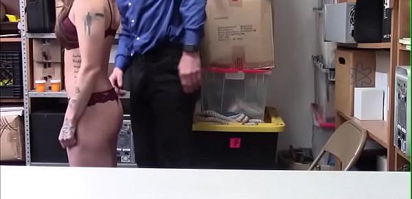  Shoplifter Kenzi kneels and suck LPs dick